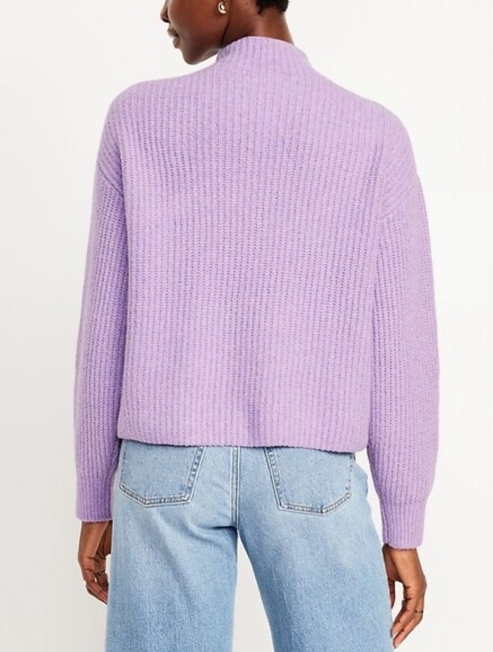 2X • Old Navy • Lilac Ribbed SoSoft Cropped Mock-Neck Sweater - Picture 2 of 4